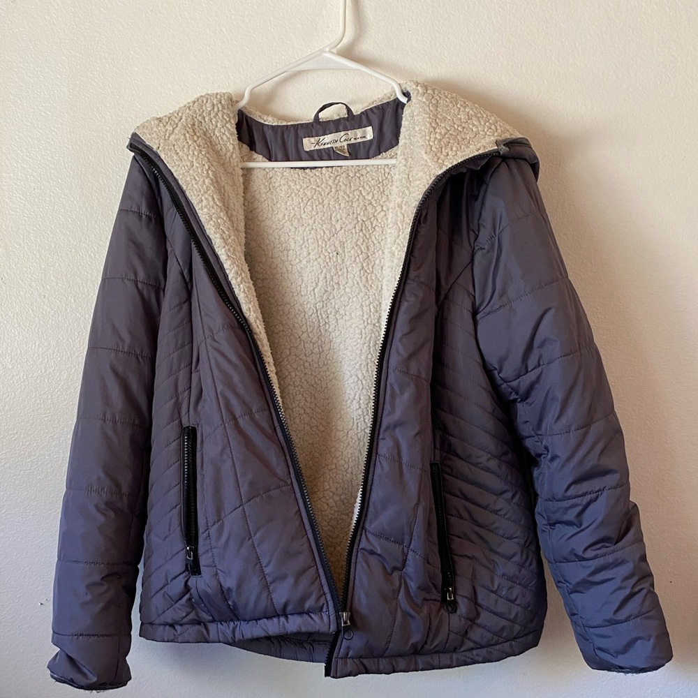 Kenneth Cole New York Grey, Wool Lined Puffer Jacket